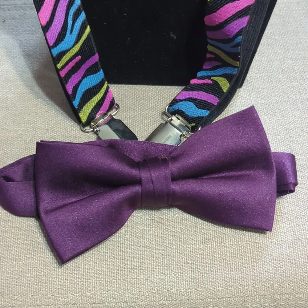 suspenders vibrant bow